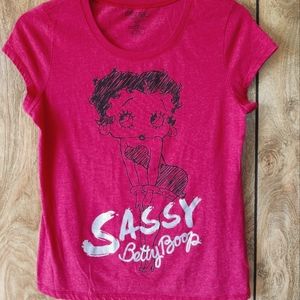 Betty Boop 'Sassy" Red T-Shirt Silver Glitter
